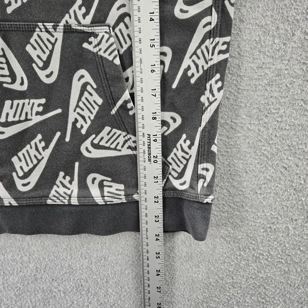 Nike Boy Hoodie XL Black Allover‎ Print Fleece DJ5508-070 Logo Long Sleeve